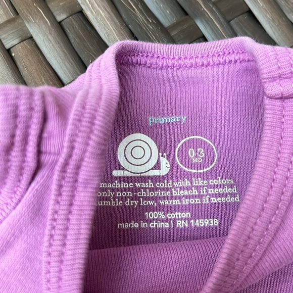 PRIMARY Infant Girls 0-3mo Sleeveless Bodysuit Cotton Purple EUC - Picture 3 of 4